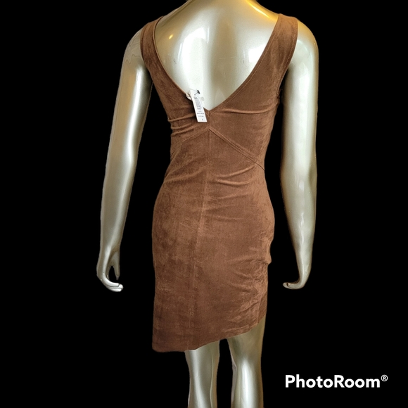 NWT Aritzia Wilfred Free Jones Dress | Dark Camel Faux Suede | Size 4 - Picture 2 of 15